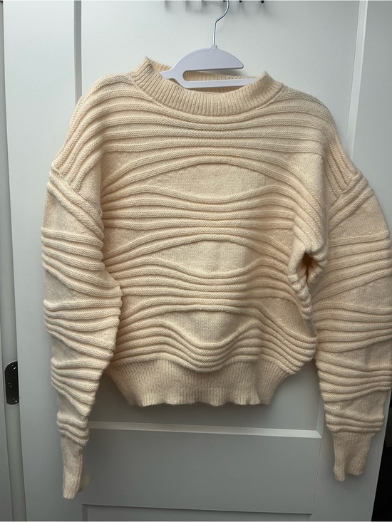 Sweaters - Cream Textured Rib Wave Sweater - Women's